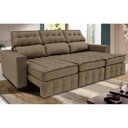 Ver imagem 1 de Sofá Retrátil e Reclinável 2.50m Molas Ensacadas e Costura Tripla Cama inBox Nobre Suede Castor