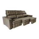 Ver mais imagens de Sofá Retrátil e Reclinável 2.50m Molas Ensacadas e Costura Tripla Cama inBox Nobre Suede Castor