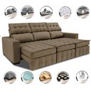 Ver imagem 3 de Sofá Retrátil e Reclinável 2.50m Molas Ensacadas e Costura Tripla Cama inBox Nobre Suede Castor