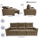 Ver imagem 2 de Sofá Retrátil e Reclinável 2.50m Molas Ensacadas e Costura Tripla Cama inBox Nobre Suede Castor