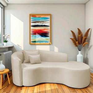 Recamier Curvo Orgânico 180cm 3 Lugares Lado Direito para Sala de Estar Linho Londres