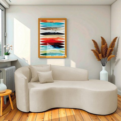 Recamier Curvo Orgânico 180cm 3 Lugares Lado Direito para Sala de Estar Linho Londres