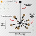 Ver imagem 4 de Lustre Pendente Sputinik 12 Hastes - Ideal para Mesa Jantar, Sala, Quarto - Cor Preto