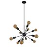 Lustre Pendente Sputinik 12 Hastes - Ideal para Mesa Jantar, Sala, Quarto - Cor Preto - 1
