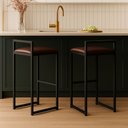 Ver imagem 2 de Kit 2 Banquetas Cozinha Balcão Alta Corino Bistro Bar Moderno:marrom