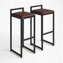 Ver imagem 1 de Kit 2 Banquetas Cozinha Balcão Alta Corino Bistro Bar Moderno:marrom