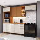 Ver imagem 1 de Cozinha Compacta Modulada Berlim 9 Portas 2 Gavetas MDF-MDP Freijó-Off-White Fidelita Móveis