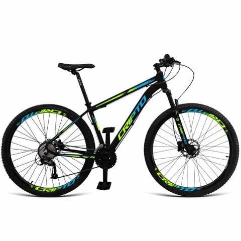 Bicicleta Aro 29 Cripto 21 Marchas Freios Disco C- Suspensão - 19" Preto-verde e Azul