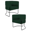 Ver imagem 1 de Kit 2 Poltronas Decorativas Base Aço Betina B-303 Veludo Verde Musgo - Domi