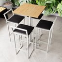 Ver imagem 1 de Conjunto Mesa Alta Bar Bistrô Quadrada Pinus 4 Banquetas Confort Estofado White Don Castro