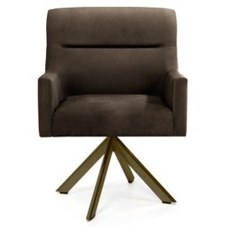 Kit 2 Poltronas Decorativas Giratórias Base Eiffel Bronze Angel B-261 Veludo Marrom - Domi - 2