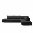 Ver imagem 2 de Sofá de Canto 5 Lugares com Chaise Lado Direito em Veludo Preto 293x200cm
