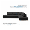 Ver imagem 4 de Sofá de Canto 5 Lugares com Chaise Lado Direito em Veludo Preto 293x200cm