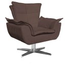Ver imagem 2 de Kit Namoradeira e 2 Poltronas Giratórias Cromada Opla Suede Marrom - Ibiza