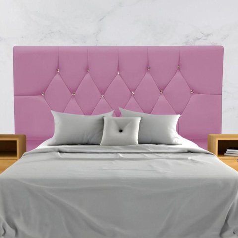 Cabeceira Estofada Cama Box Solteiro 90 Cm Suede Paris Rosa