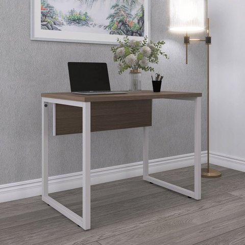 Escrivaninha Mesa Escritório PE25 90cm Walnut e Cinza