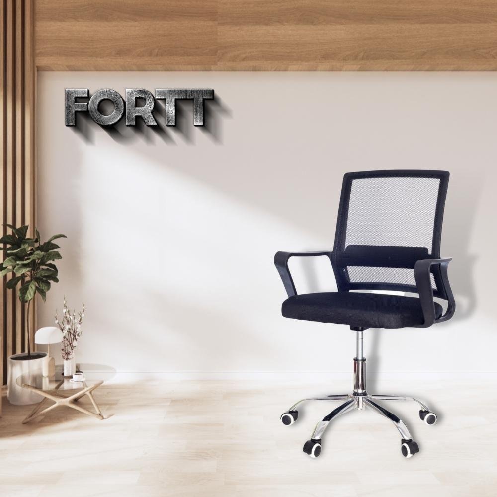 Cadeira de Escritório Secretária com Base Cromada com Rodinha Fortt Madri Preta - Csf05-p - 2