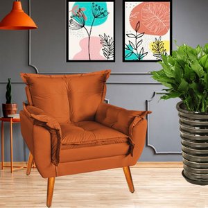Poltrona Decorativa Opala Suede Terra
