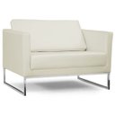 Ver imagem 1 de Poltrona Decorativa Sala de Estar Maia 106cm C26 Corino Bege Claro - Domi