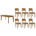 Ver imagem 1 de Sala de Jantar Completa Londrina C/ Tampo Madeirado Canto Curvo 180x90cm e 6 Cadeiras Havana