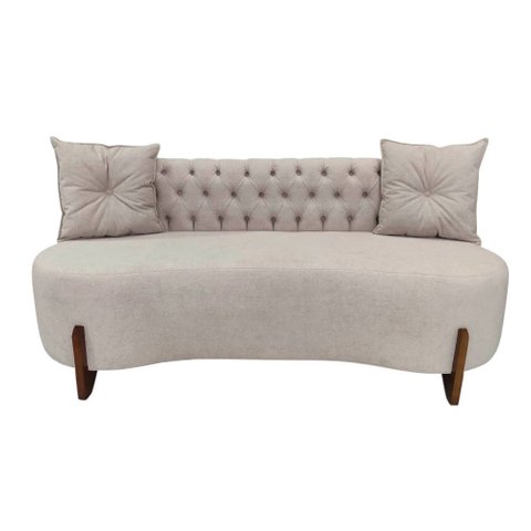 Sofá 3 Lugares Orgânico Curvo Tókio 180cm Bouclé Bege