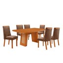 Ver imagem 1 de Mesa de Jantar Carolina Yasmin 180 cm Tampo MDF Canto Copo Laminado com 6 Cadeiras Moderna Mobília