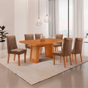 Ver imagem 2 de Mesa de Jantar Carolina Yasmin 180 cm Tampo MDF Canto Copo Laminado com 6 Cadeiras Moderna Mobília