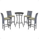 Ver imagem 1 de Mesa Bistrô e 4 Banquetas Roma Preta Corda Náutica Estofado 7 Trama Original