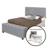 Conjunto Estofado Capitonê Para Cama Solteiro 90cm Cabeceira Com Recamier Baú Intense Várias Cores - - 10