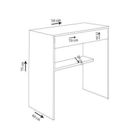 Mesa Escrivaninha com 1 Gaveta e Prateleira em MDF - Branco - 4