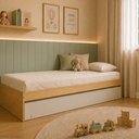 Ver imagem 1 de Bicama Infantil Solteiro MDF Carvalho Malva com Cama Auxiliar Laqueado Areia