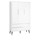 Ver imagem 1 de Guarda Roupa Infantil Theo 3 Portas Branco Acetinado com Pés Amadeirado - Reller