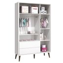 Ver imagem 2 de Guarda Roupa Infantil Theo 3 Portas Branco Acetinado com Pés Amadeirado - Reller