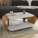 Ver imagem 2 de Mesa de Centro Sala Floripa com Pés de Madeira Maciça Off White/naturale