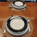 Ver imagem 4 de Jogo 6 Pratos Germer Fundos Preto e Branco 23cm Nero Porcelana com Estampa Mármore