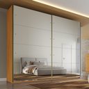 Ver imagem 1 de Guarda Roupa Hanover 02 Portas Flutuantes 100 MDF com 2 Espelhos - Mademarcs