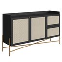 Ver imagem 1 de Balcão Aparador Buffet 2 Portas Pé Metal Arlo A10 Nero/dourado - Mpozenato