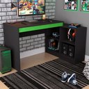 Ver imagem 2 de Mesa Computador de Canto Gamer com Nichos 180 Cm B24 Preto Verde Novam