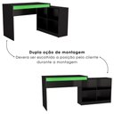 Ver imagem 7 de Mesa Computador de Canto Gamer com Nichos 180 Cm B24 Preto Verde Novam