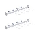 Ver imagem 1 de KIT - 2 Réguas para Gôndola Ponta 73cm + 8 ganchos simples Branco - Sa Gondolas