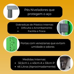 Roupeiro Aço Montável 4 Portas C/trava Locker Cor da Porta:preta - 3
