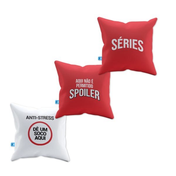 Kit 3 Almofadas Divertida Dê um soco Spoiler Séries Pelúcia 40x40 - 1