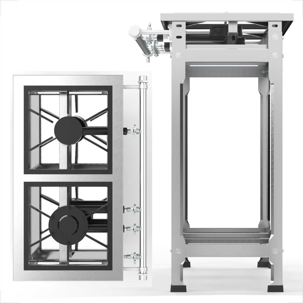 Fogão Industrial Inox 2 Duas Bocas de Baixa Pressão Grelha 30x30 Queimadores Simples e Duplo em Ferr - 3