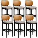 Ver imagem 1 de Kit 6 Banquetas Alta Bar Cozinha Jantar Betta L02 Preto Couríssimo Whisky Linho Bege - Lyam Decor