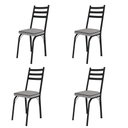 Ver imagem 1 de Kit com 4 Cadeiras de Jantar Aço Tubular 141 Sf Preto/Grafiato Cinza - Movelpolo
