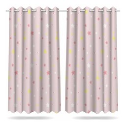 Cortina Infantil Quarto Menina Estrelas 2,60x1,50m Mod03 - 1