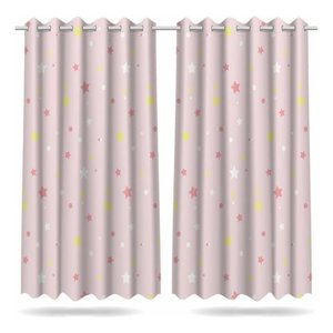 Cortina Infantil Quarto Menina Estrelas 2,60x1,50m Mod03