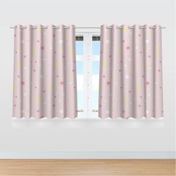 Cortina Infantil Quarto Menina Estrelas 2,60x1,50m Mod03 - 2