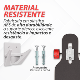 Suporte de Parede para Longboard - Estilo e Funcionalidade-longboard/skate/cruiser/esporte- Branco - 3 Suporte de Parede para Longboard - Estilo e Funcionalidade-longboard/skate/cruiser/esporte- Branco - 3