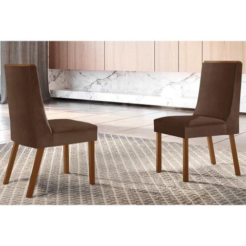 Cadeira Sala de Jantar Dakota Kit 2 Un Mdf Imbuia Veludo Marrom Rufato